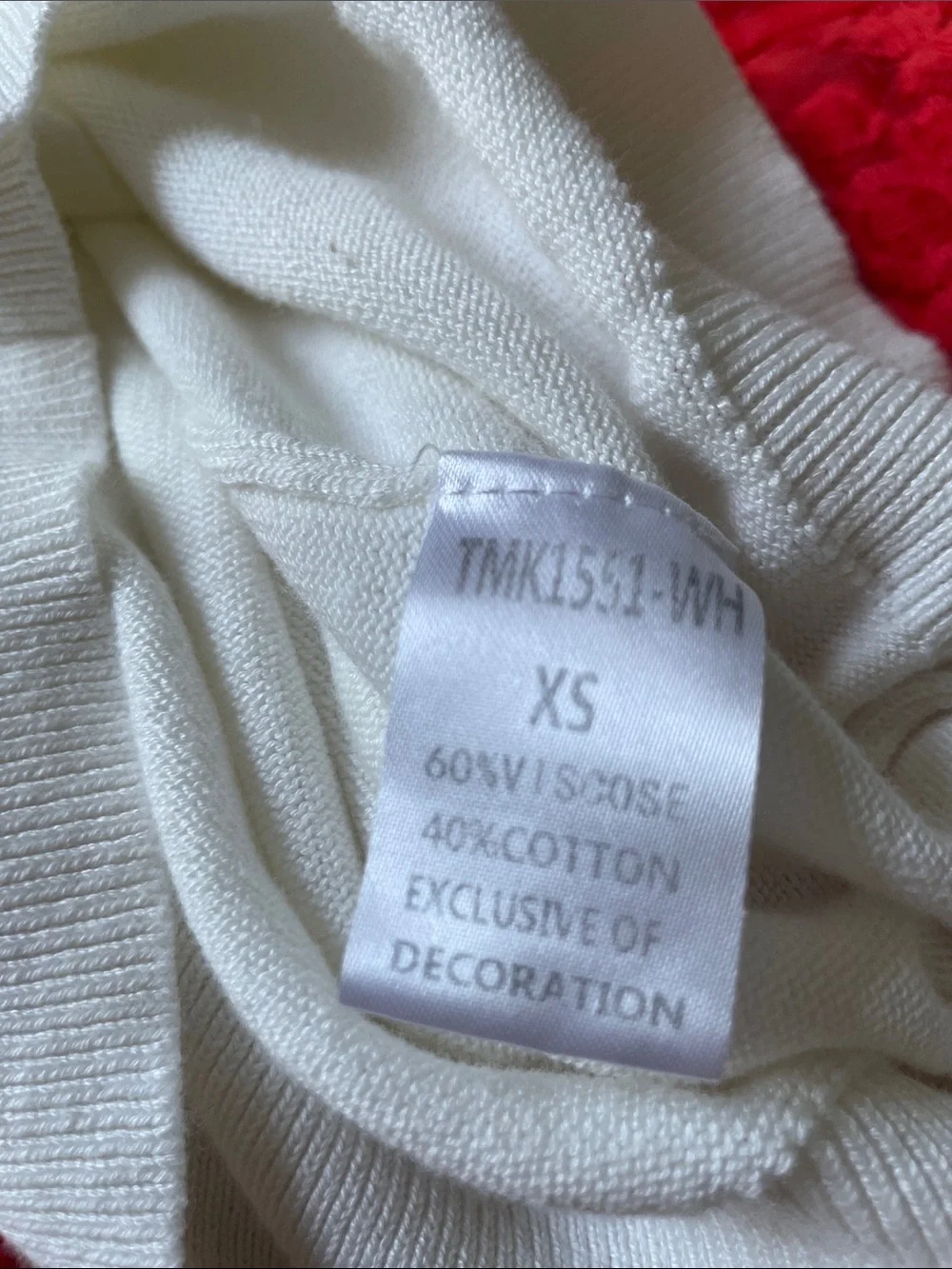 THML White Short Sleeve Sweater Top with Navy and Red Trim - Picture 6 of 7